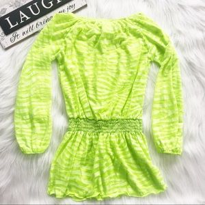 C.W.DKids Neon Green Scoop Neck Peplum Girl Top